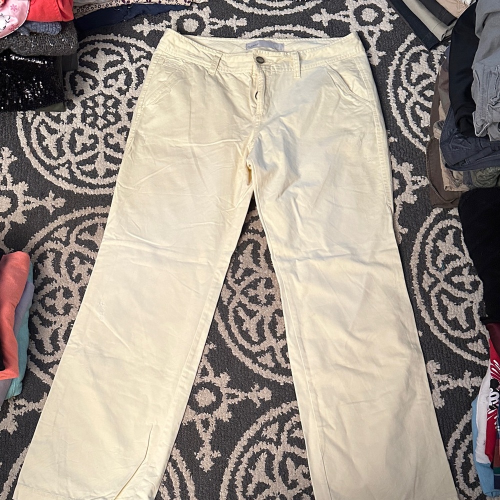 Yellow/Cream Wide-Leg Pants